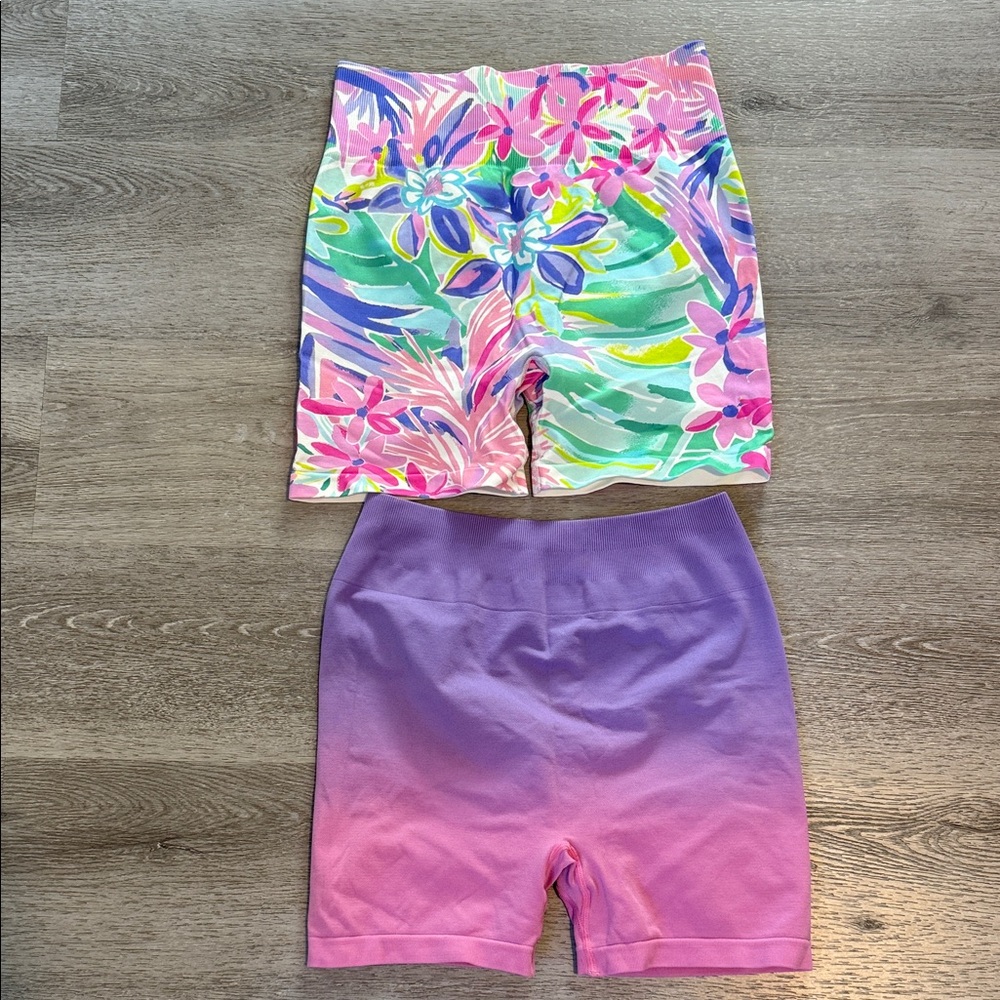 Floral and Ombre Athletic Shorts Set
